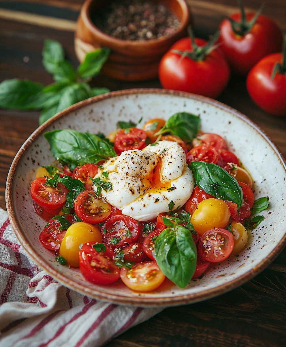 Salade tomate mozzarella burrata