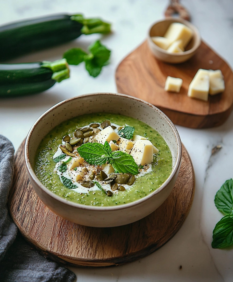 Velouté courgette fromage frais menthe