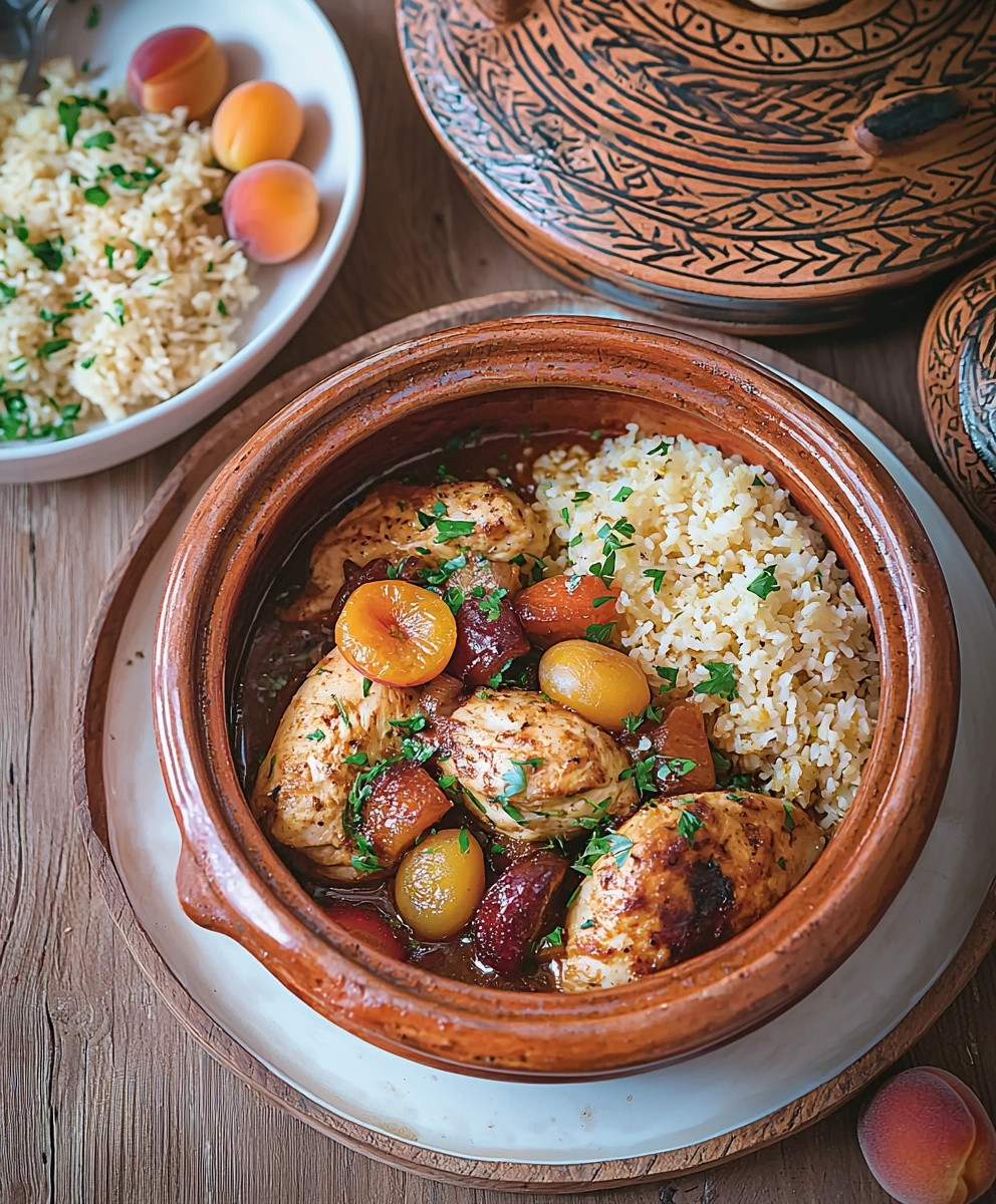 Tajine poulet abricot amande