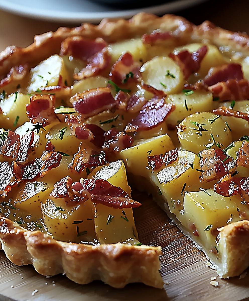 Tarte poireau pomme de terre lardons