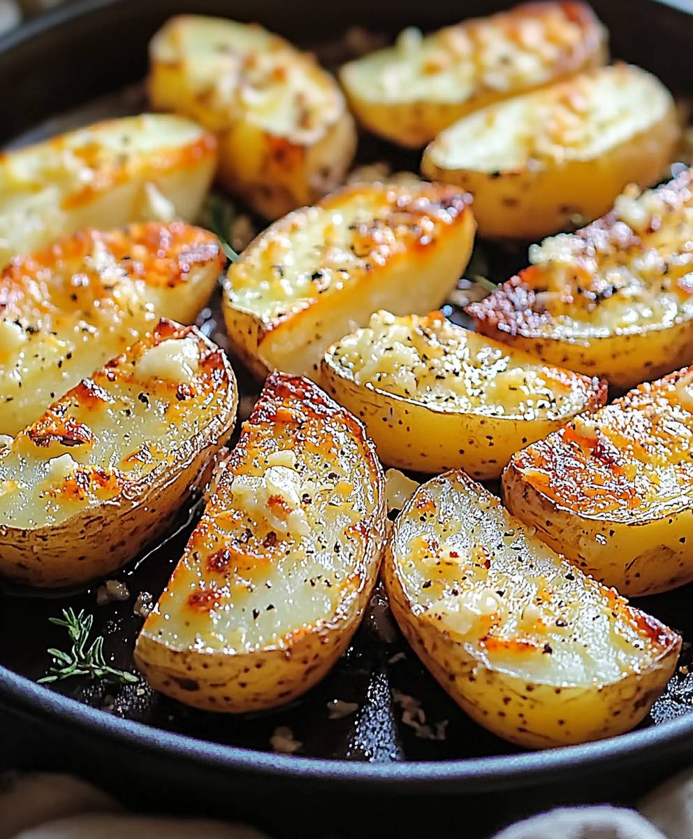 Quartiers pommes de terre ail parmesan