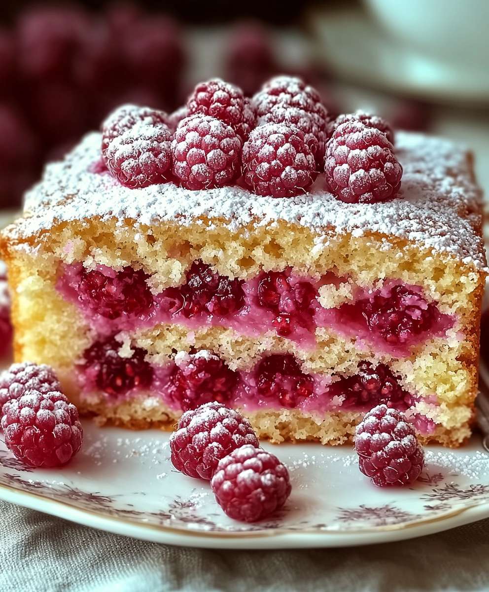 Gateau leger aux framboises