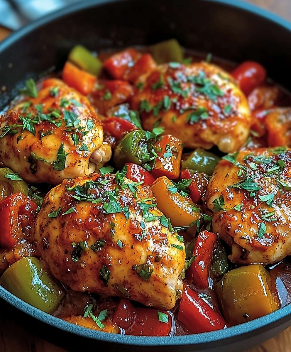 Poulet basquaise trois poivrons