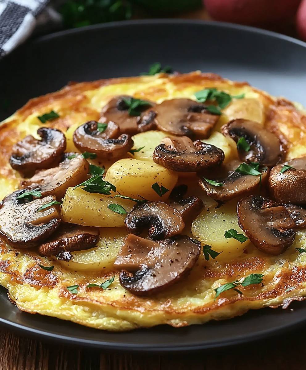 Omelette champignons pommes de terre