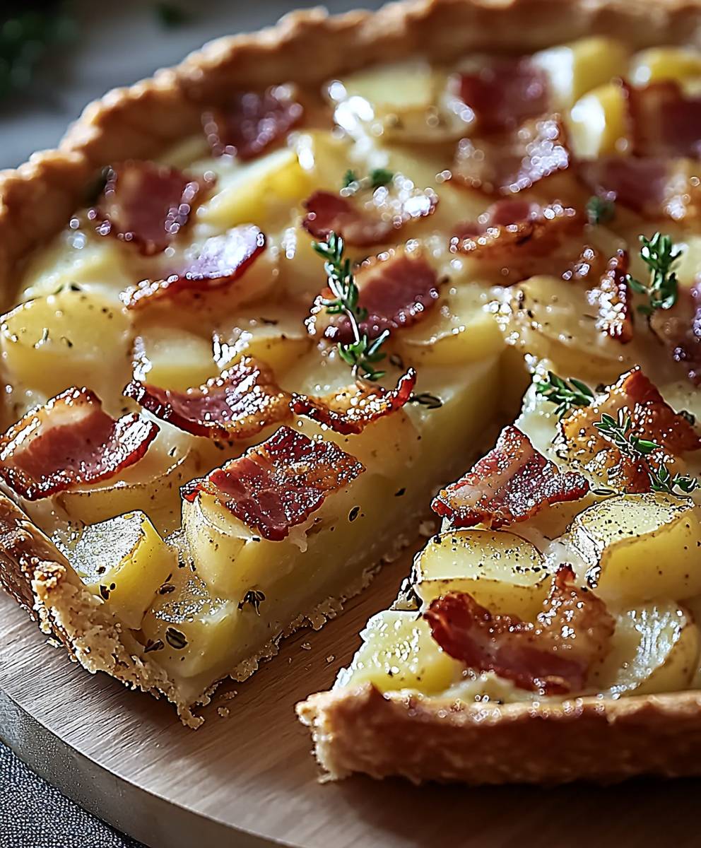 Tarte poireau pomme de terre lardons