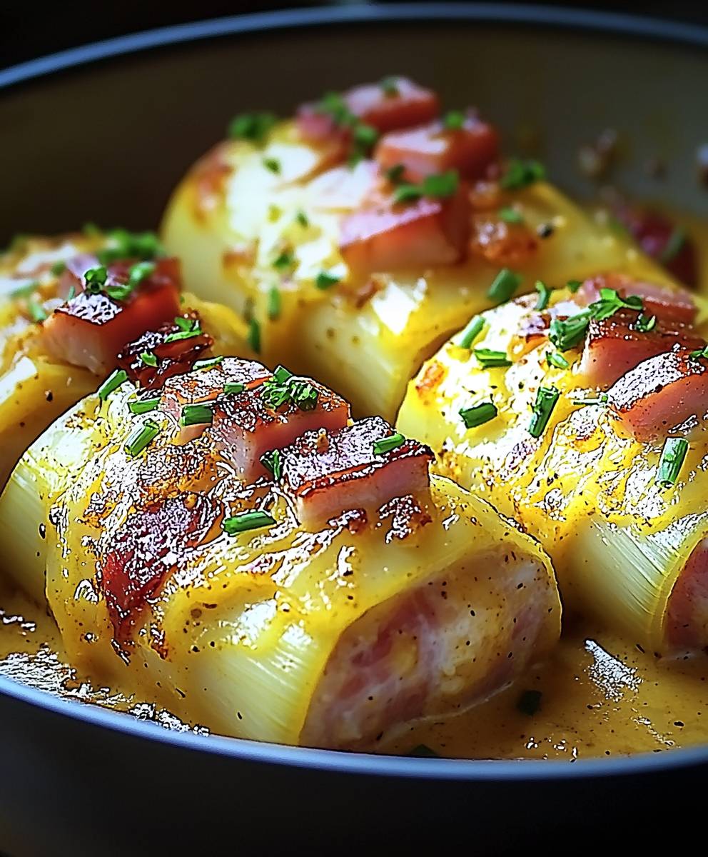 Poireaux fondants jambon curry