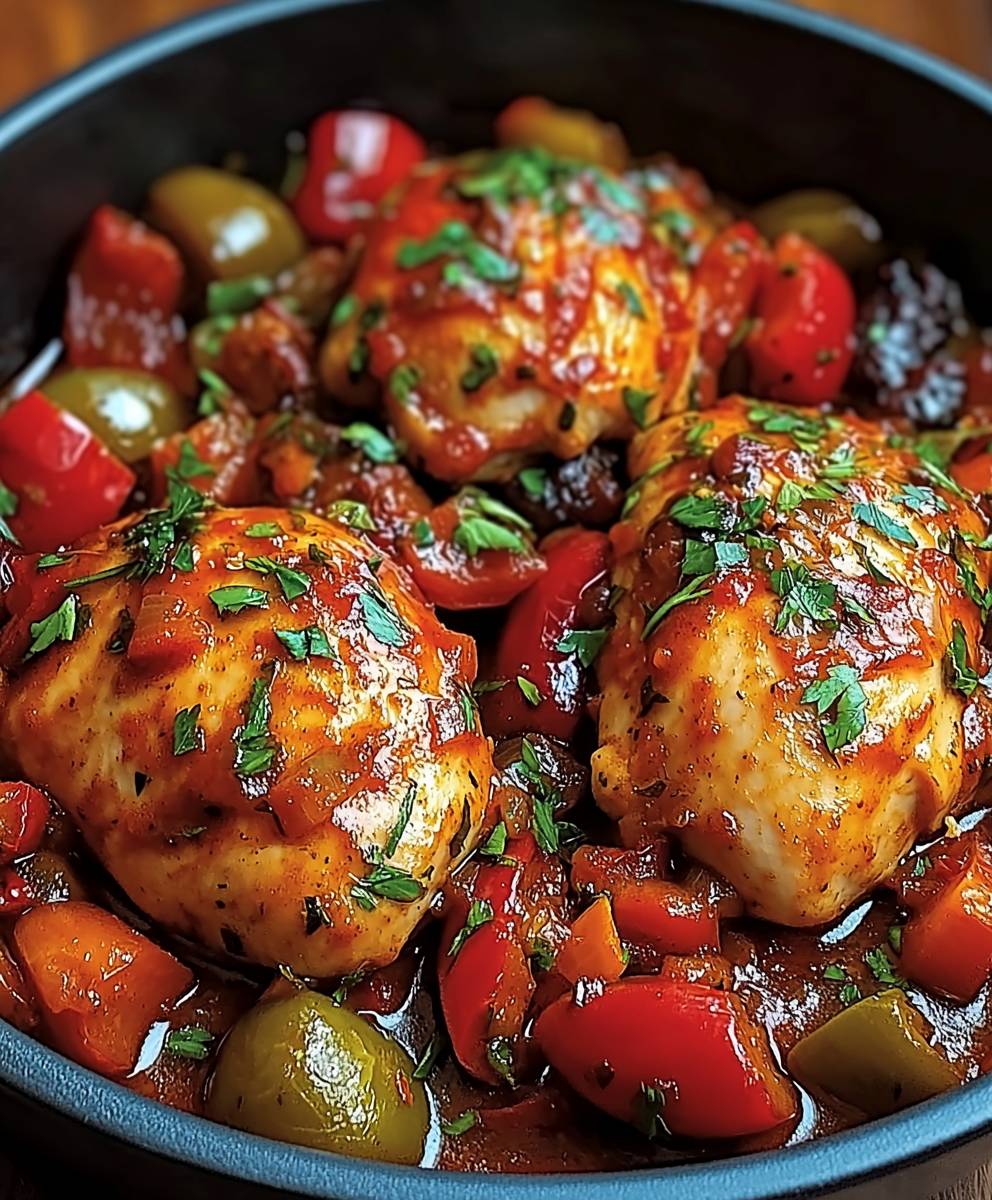 Poulet basquaise trois poivrons