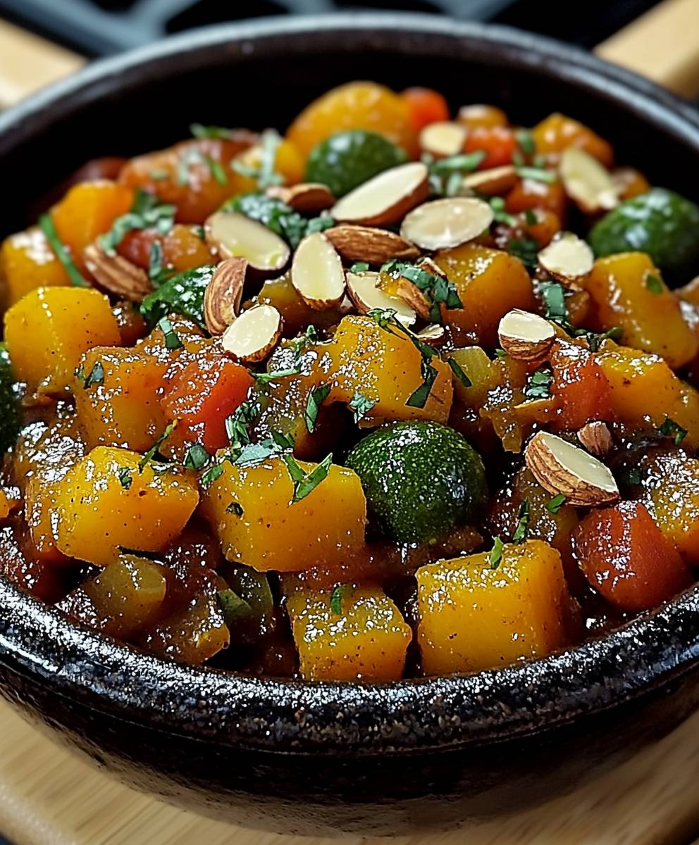 Tajine marocain légumes miel amandes