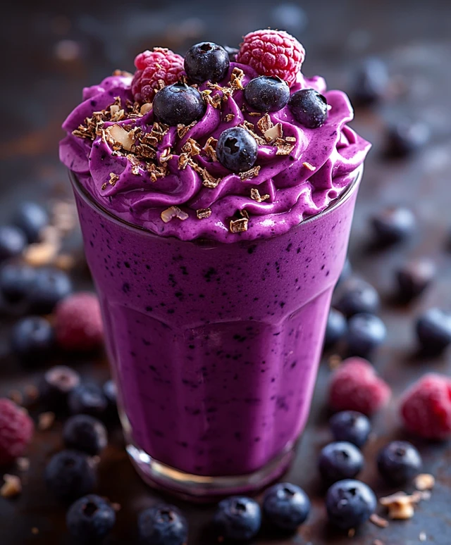 Smoothie noix de coco myrtilles