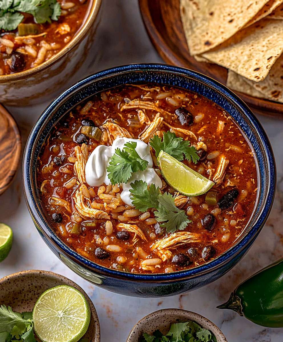 Soupe enchiladas poulet riz