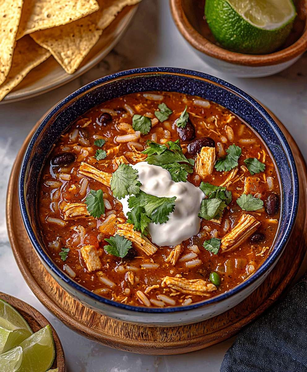 Soupe enchiladas poulet riz