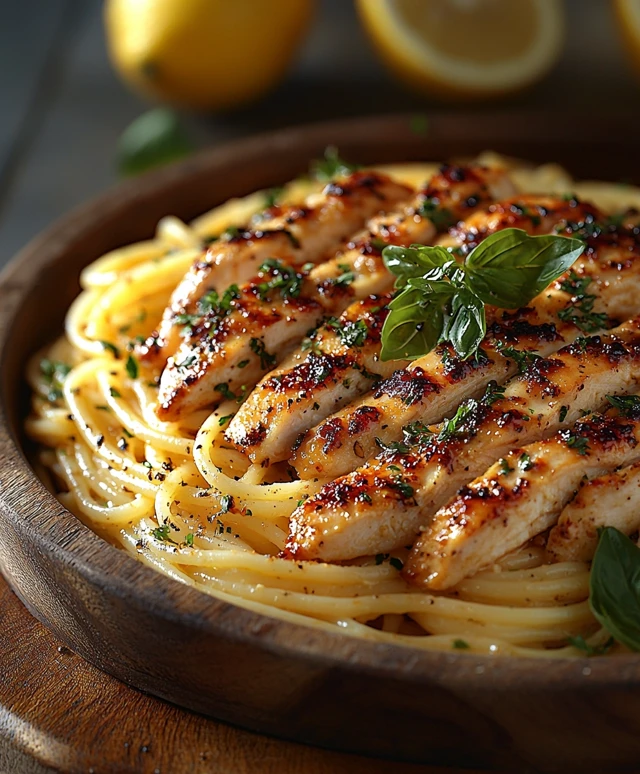 Pâtes au poulet citron