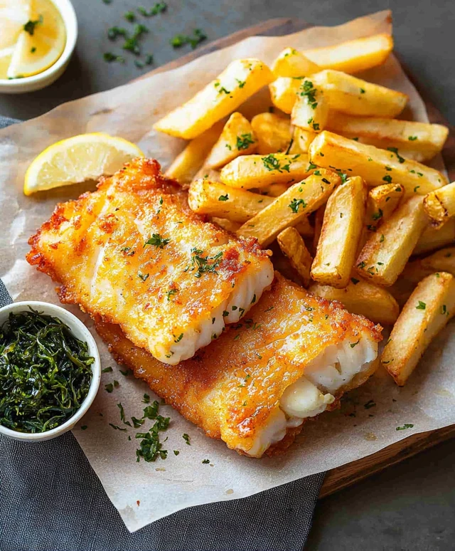 Poisson et frites algues