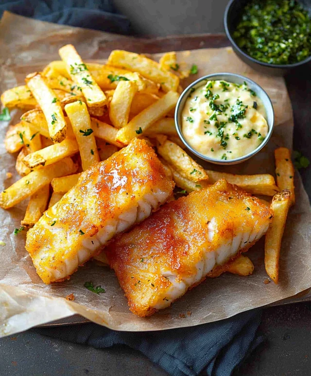 Poisson et frites algues