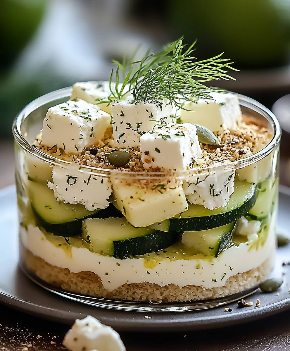 Tiramisu salé courgettes feta aneth