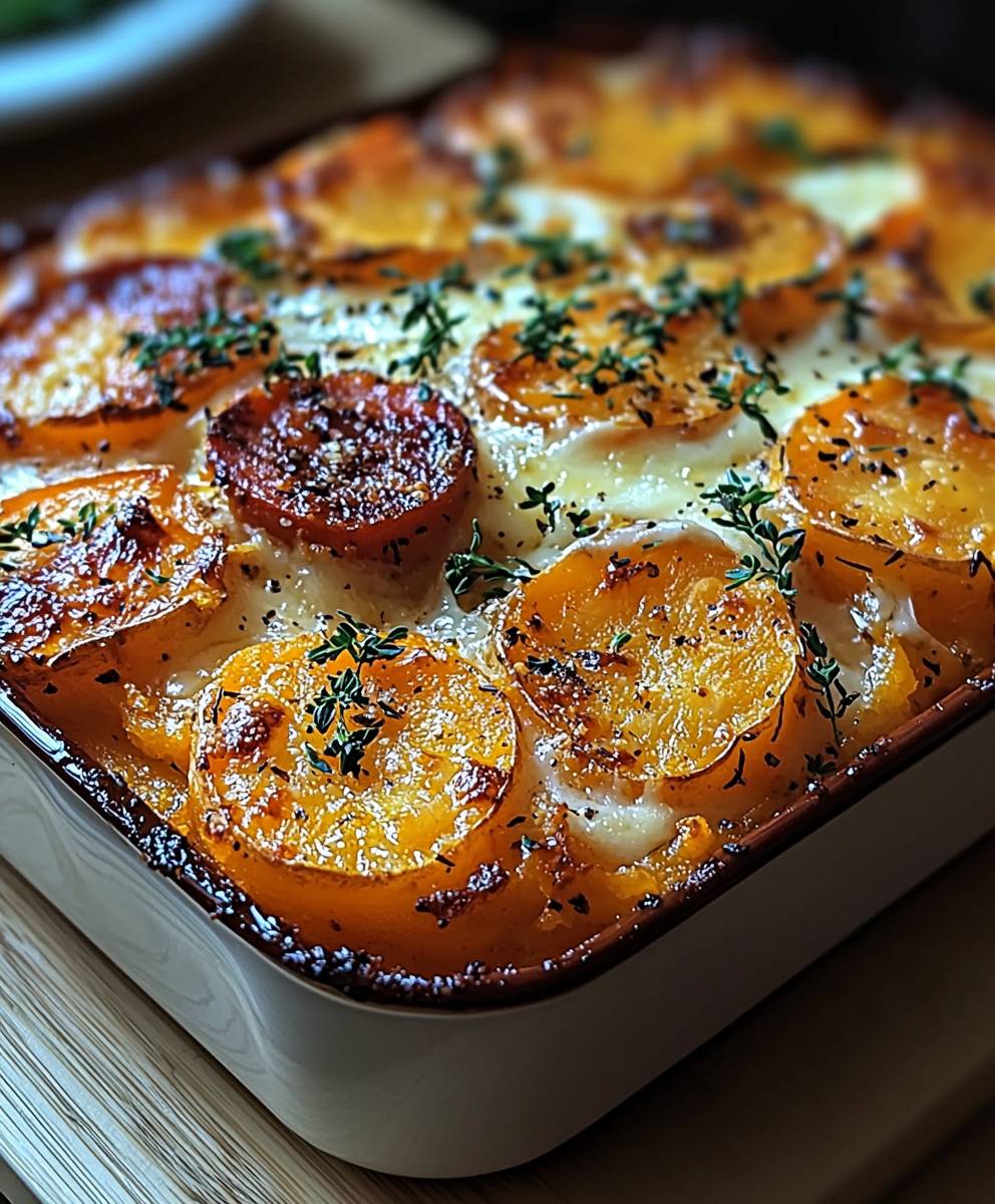 Gratin patates douces chorizo chèvre