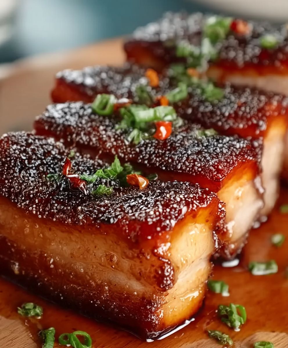 Poitrine de porc glacée au miel