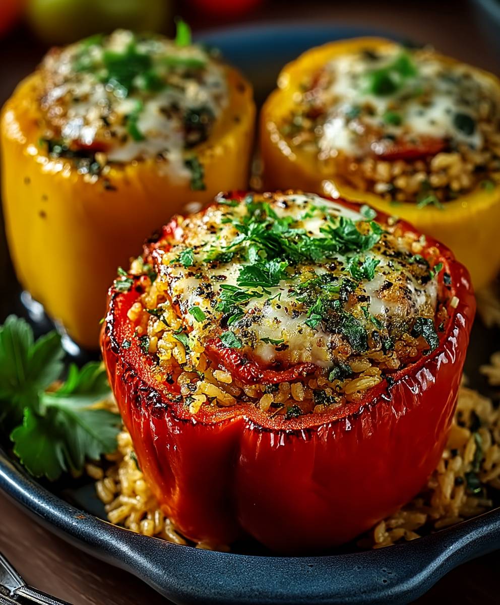 Poivrons farcis végétariens riz