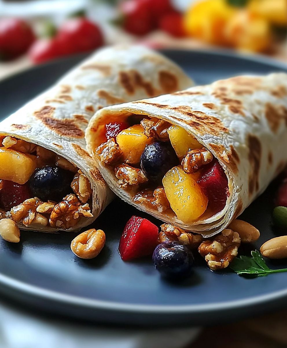 Wrap petit déjeuner fruits noix