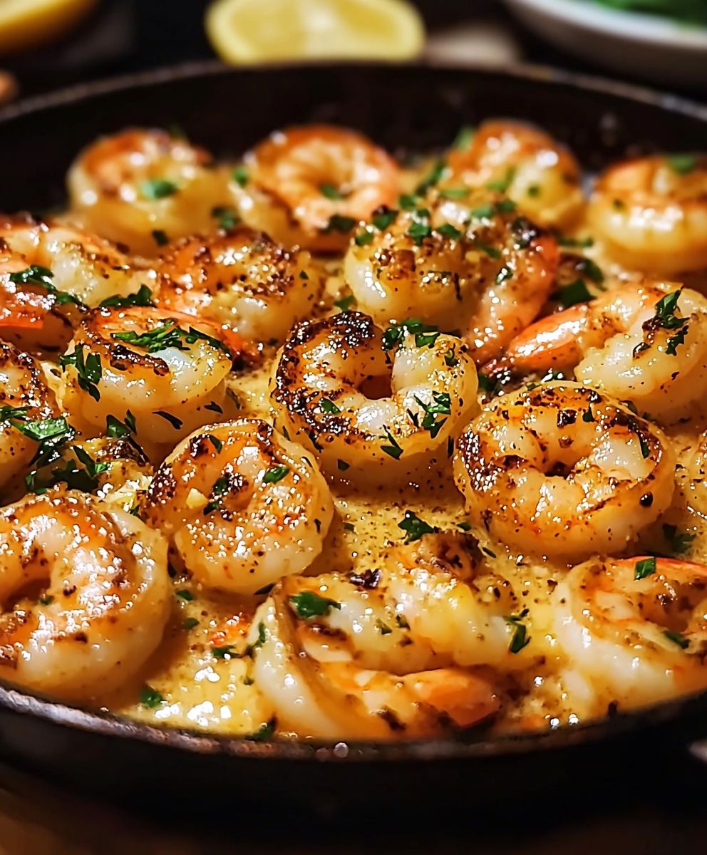 Crevettes ail beurre poêle