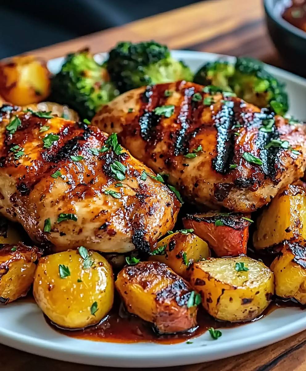 Poulet BBQ légumes rôtis