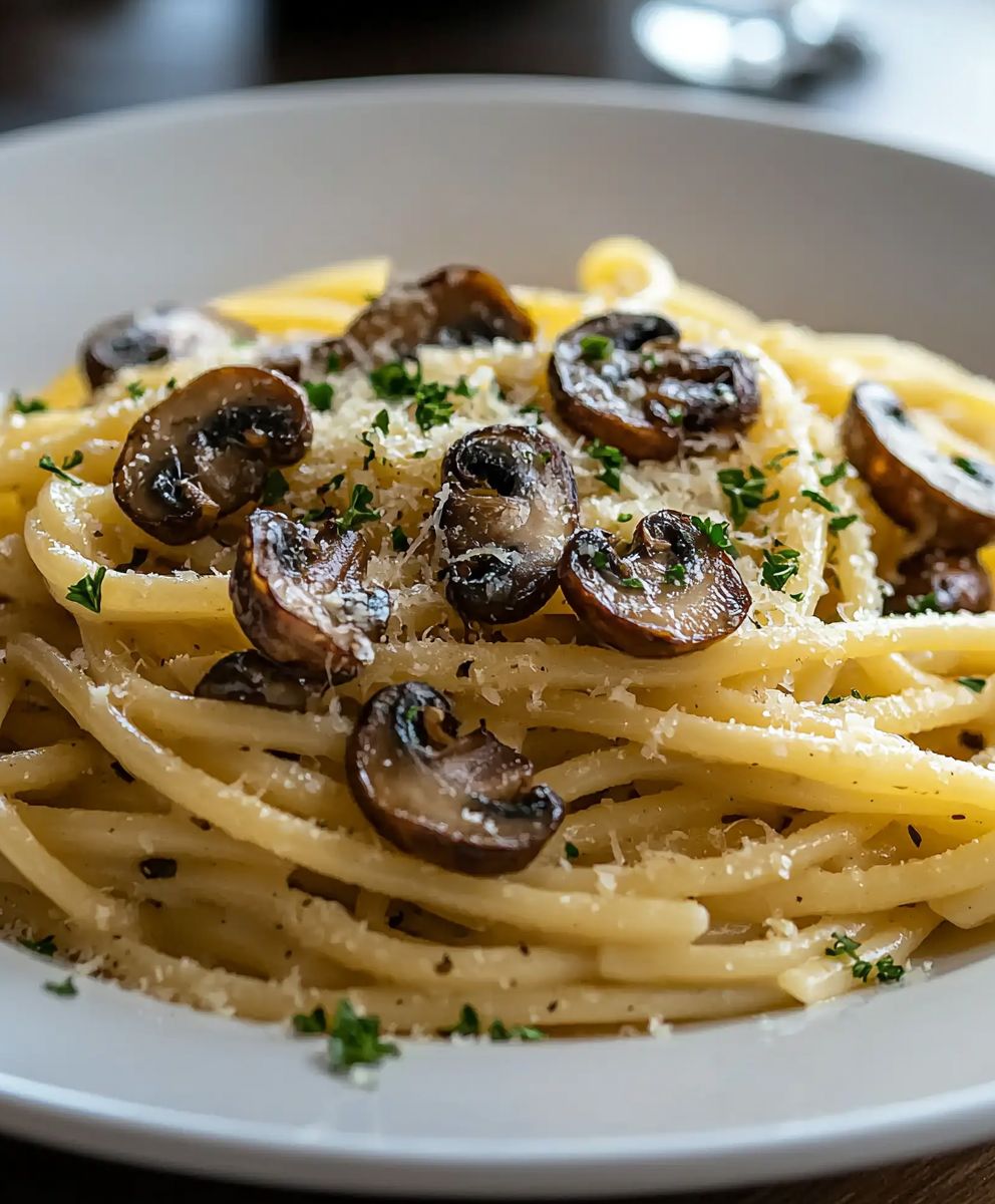 Pâtes aux champignons rôtis