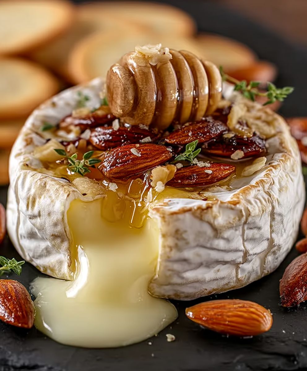 Brie cuit miel et amandes
