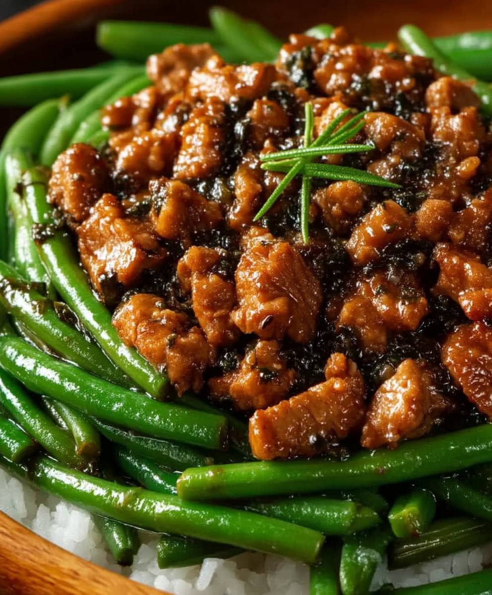 Sauté de porc haricots verts