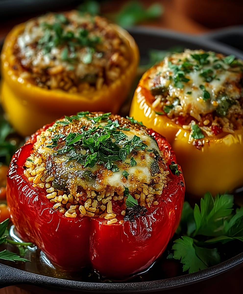 Poivrons farcis végétariens riz