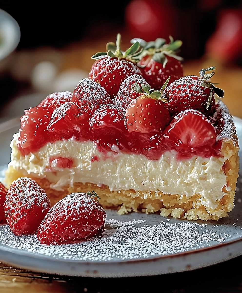 Gâteau décomposé fraises fromage frais