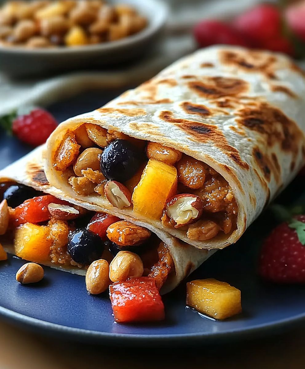Wrap petit déjeuner fruits noix