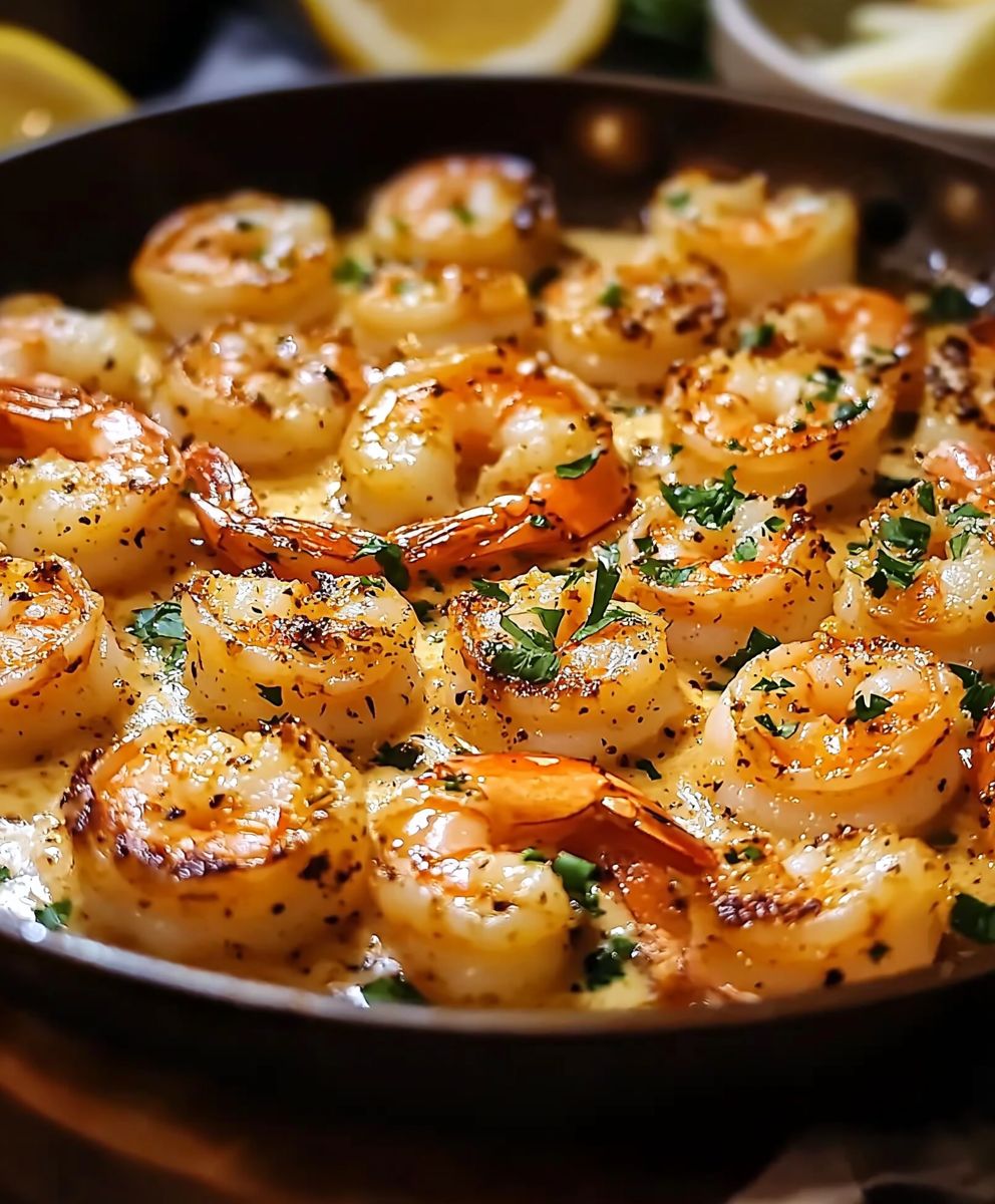 Crevettes ail beurre poêle