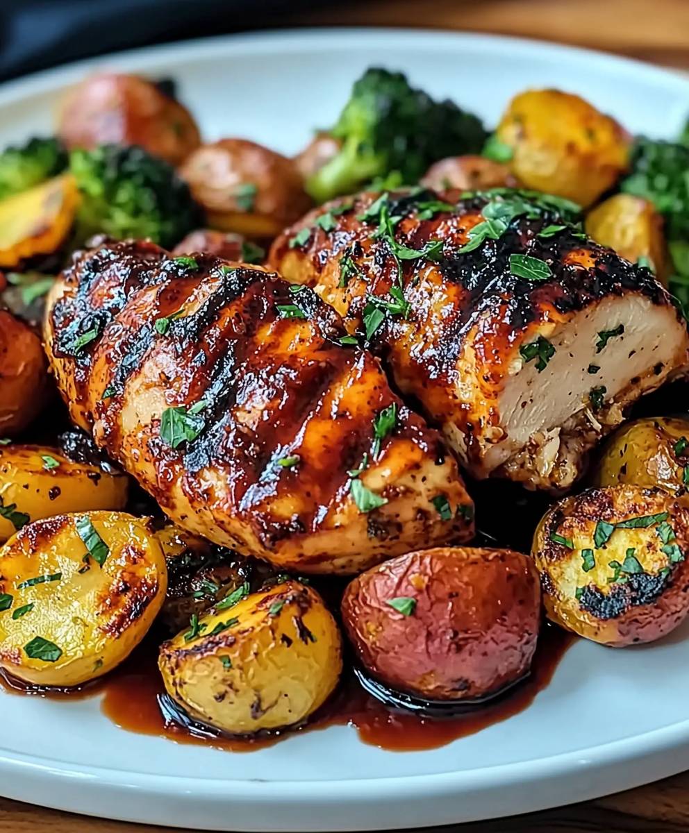 Poulet BBQ légumes rôtis