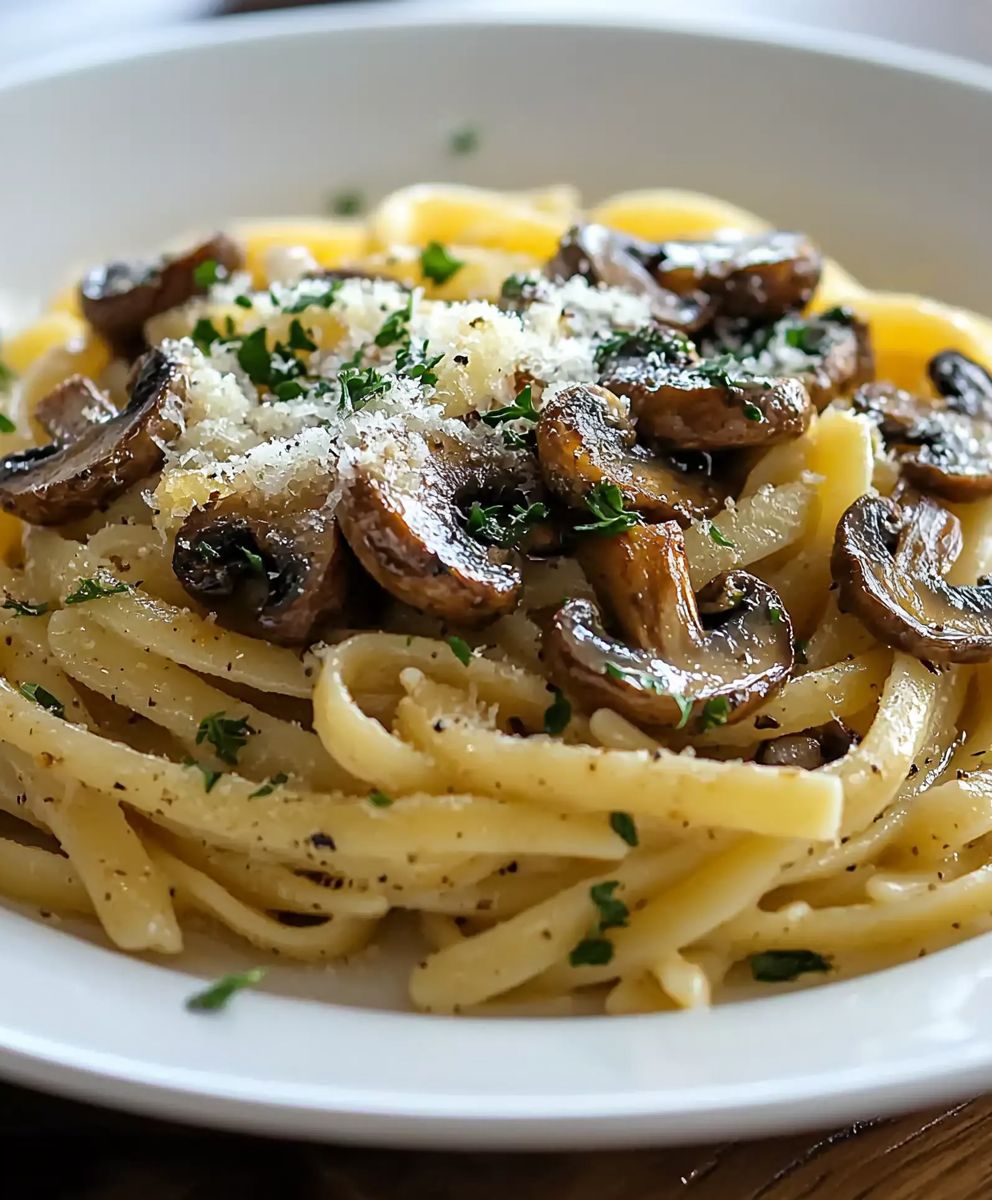 Pâtes aux champignons rôtis