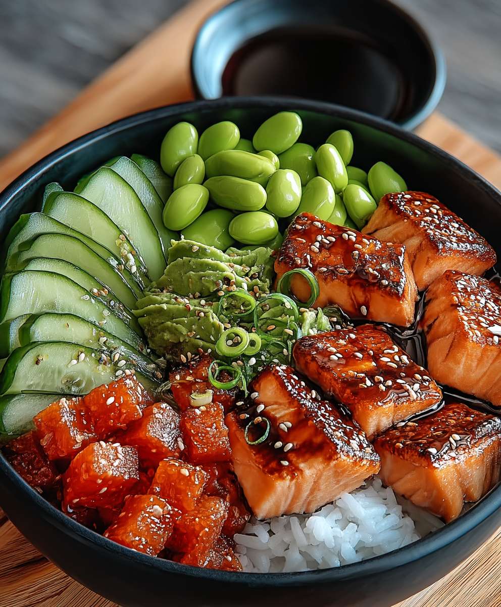 Bol de sushi au saumon teriyaki