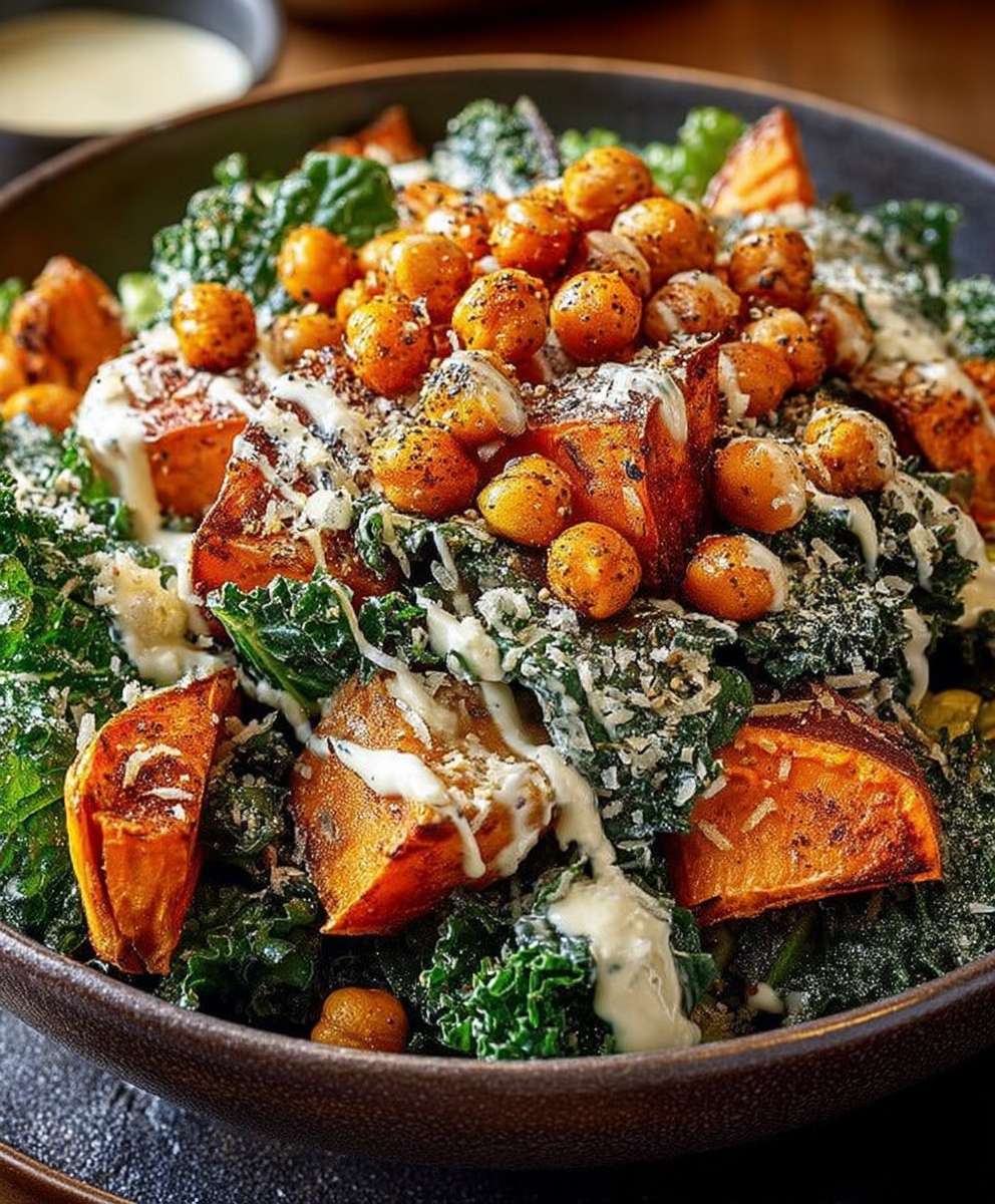 Salade César chou frisé croustillant