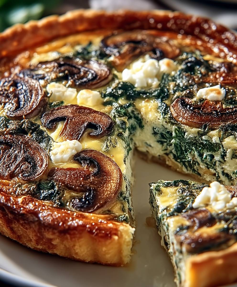 Quiche sans pâte épinards champignons feta