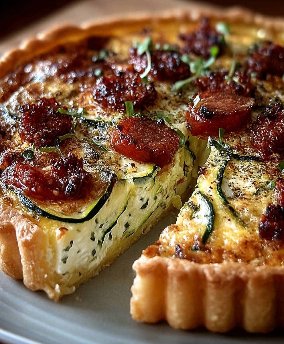 Tarte courgette ricotta chorizo