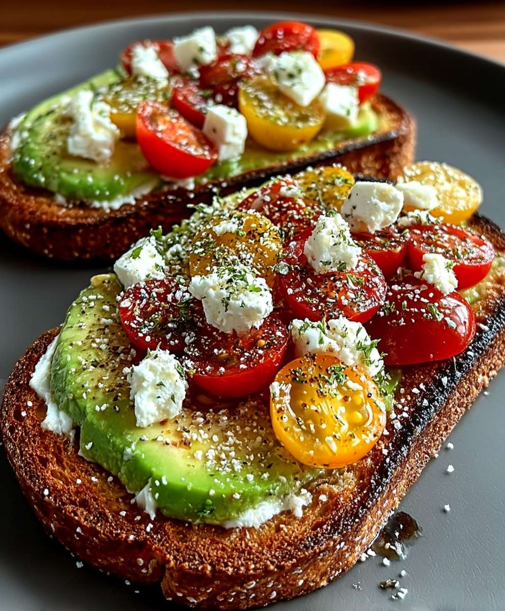 Toast avocat feta tomates cerise