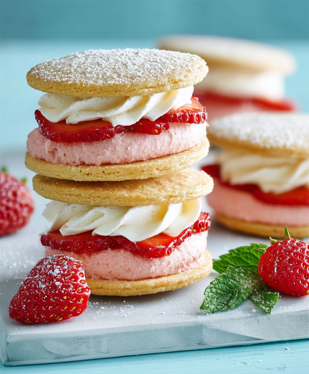 Parfait fraise congelé sandwich