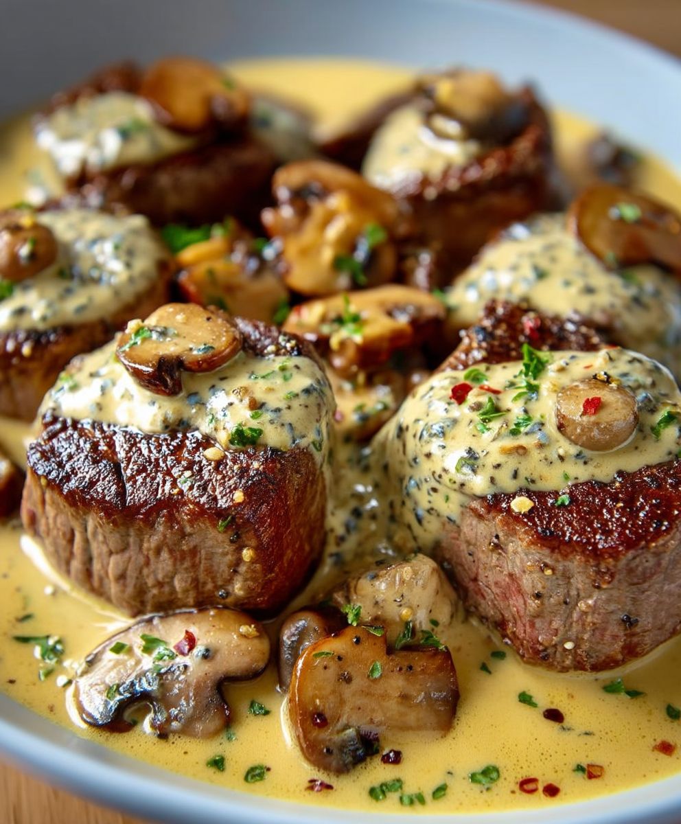 Filet mignon moutarde champignons