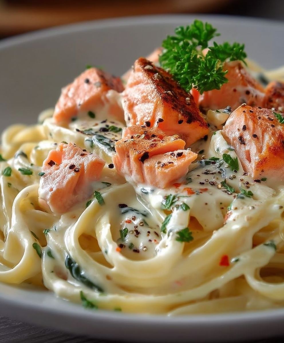 Pâtes saumon crème