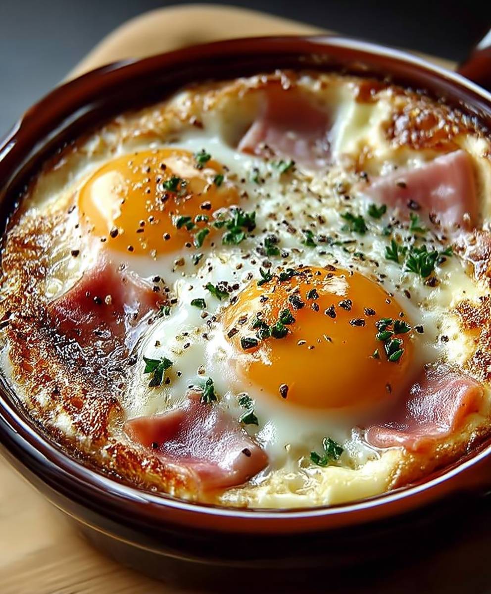 Oeufs cocotte jambon comté