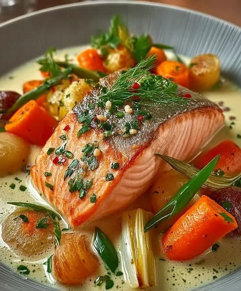 Blanquette saumon poireaux carottes