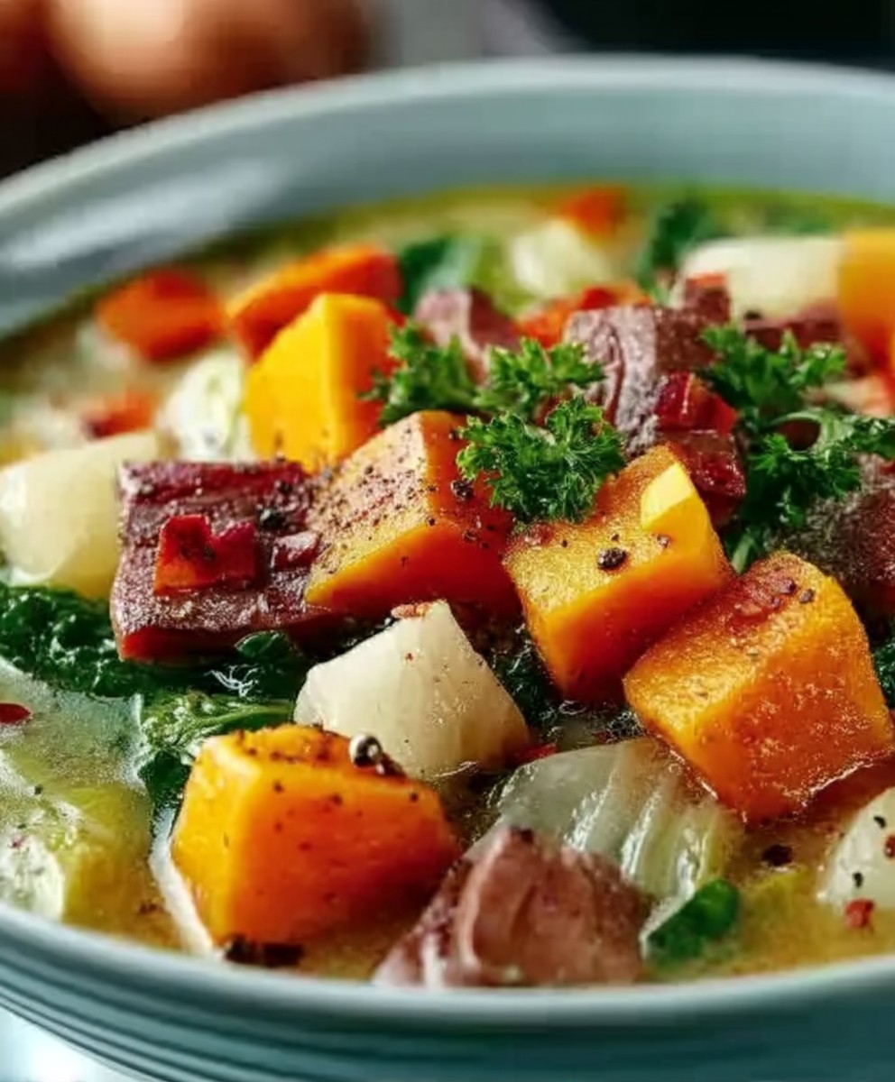 Soupe patates douces boeuf chou