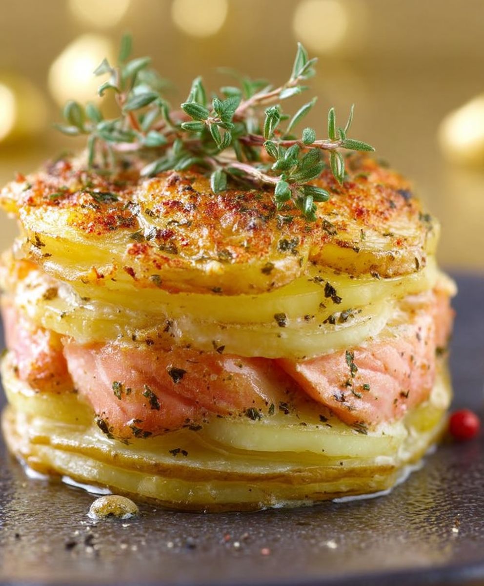 Millefeuille pommes de terre saumon