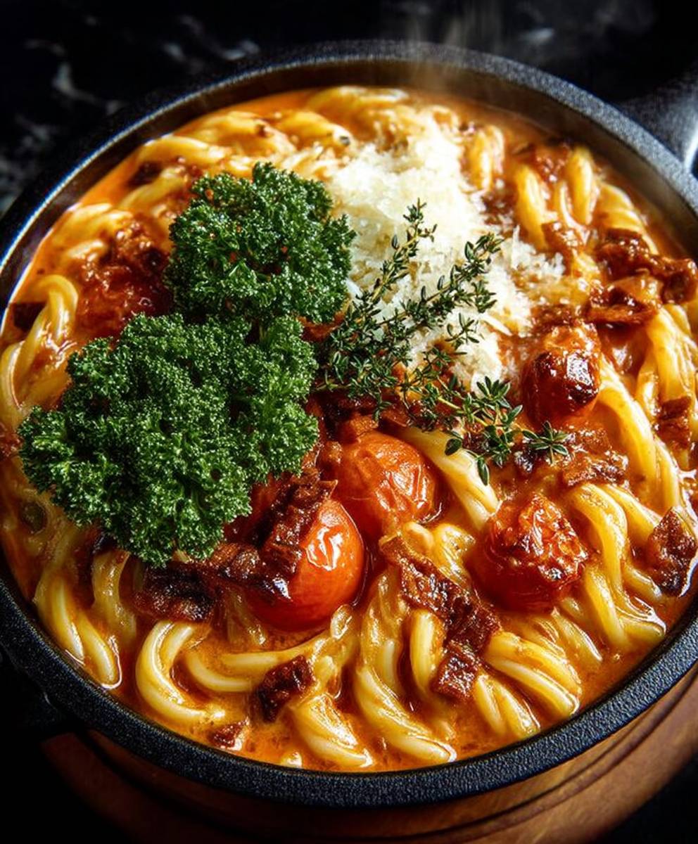 Pâtes crémeuses tomate casserole