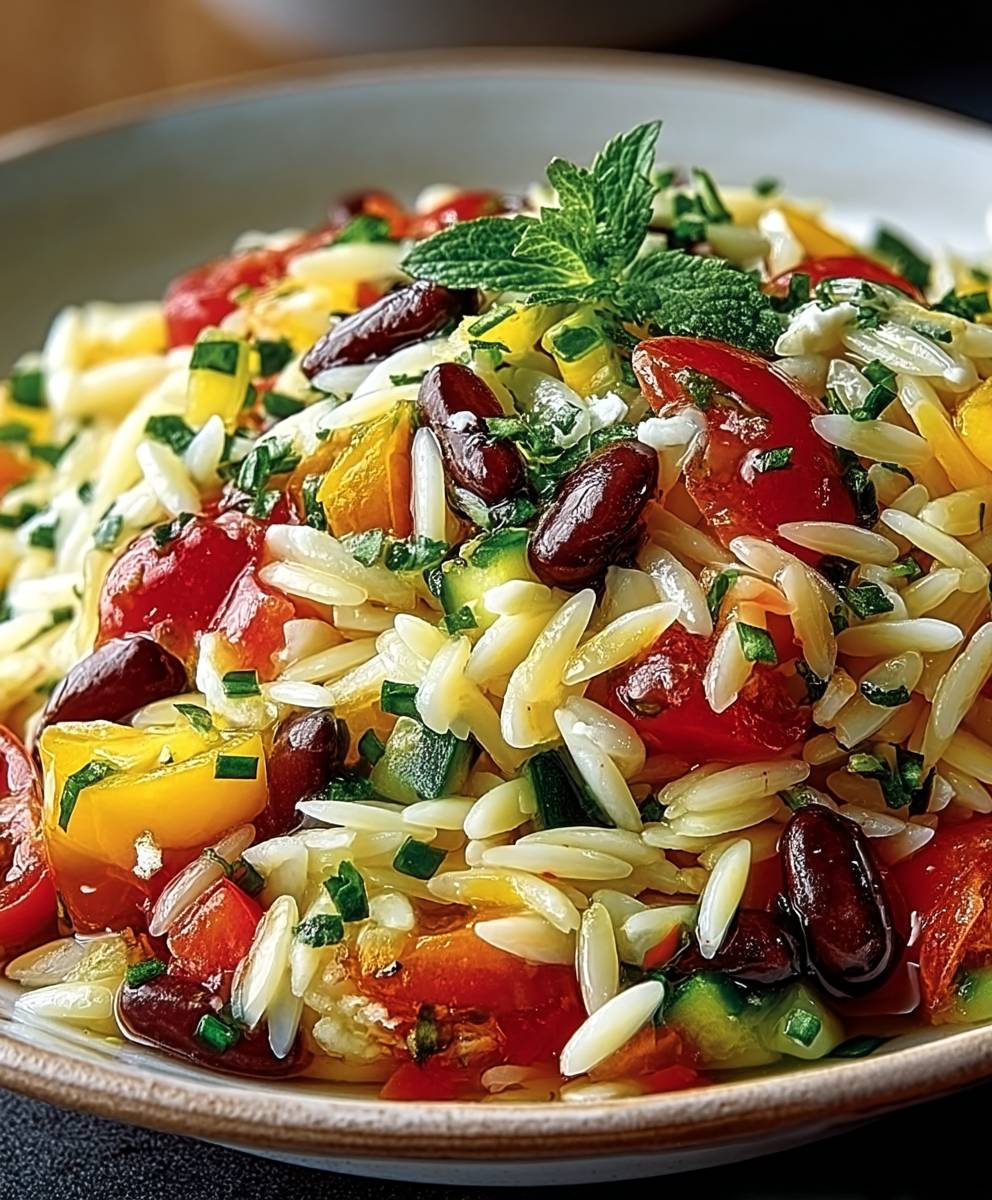 Salade orzo méditerranéenne ensoleillée