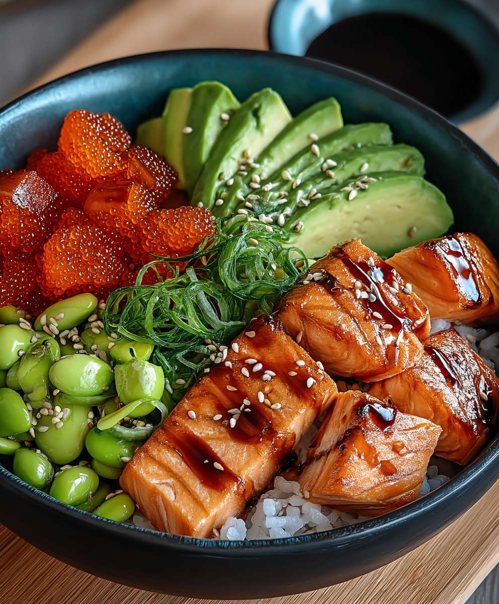 Bol de sushi au saumon teriyaki