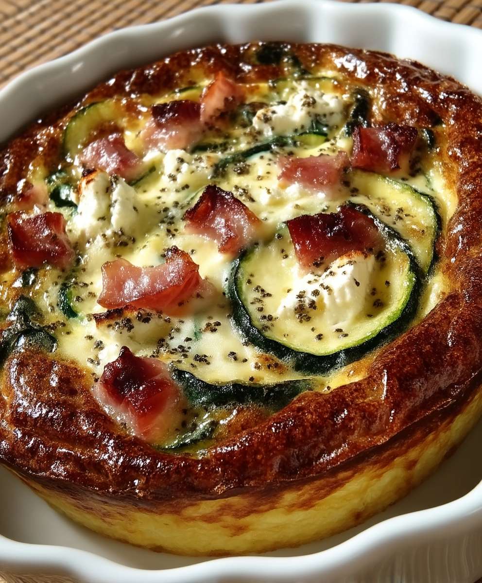 Clafoutis courgettes lardons chèvre